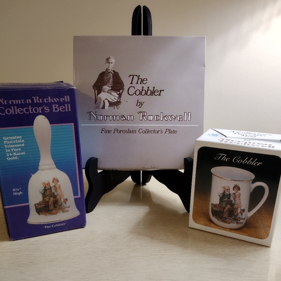 Norman Rockwell Museum Inc., "The Cobbler", Commemorative Bell, Cup & Plate - Picture 4 of 7